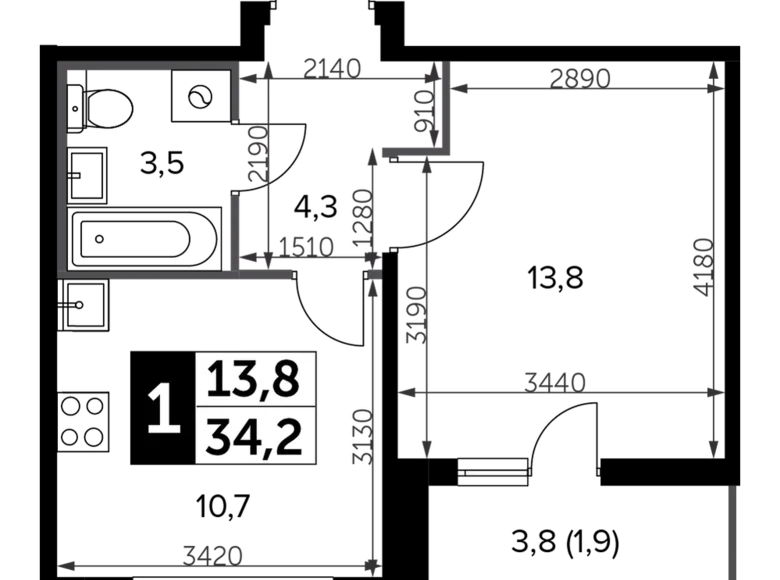 Appartement 1 chambre 35 m² Leninsky District, Russie