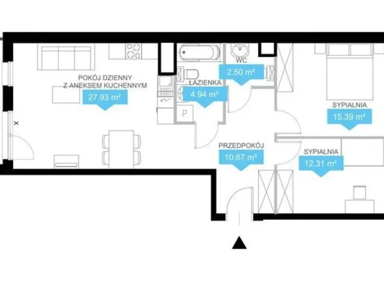 Квартира 3 комнаты 74 м² Познань, Польша