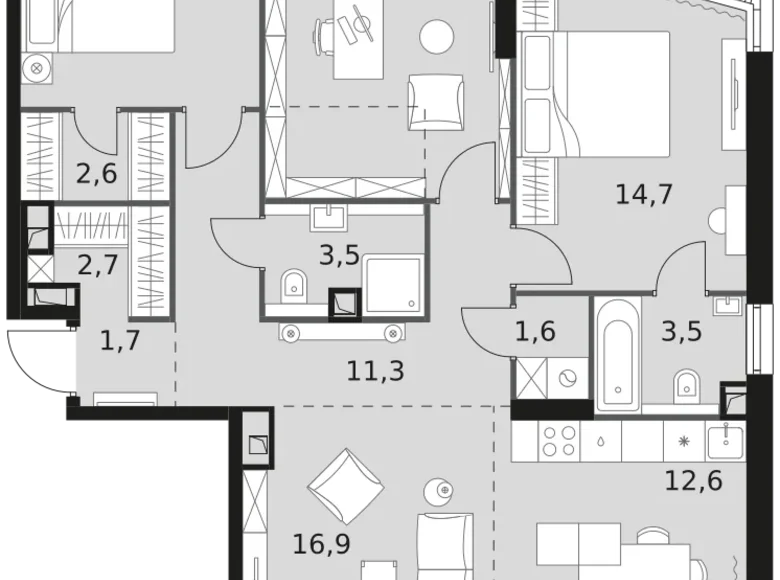 Mieszkanie 4 pokoi 100 m² Moskwa, Rosja