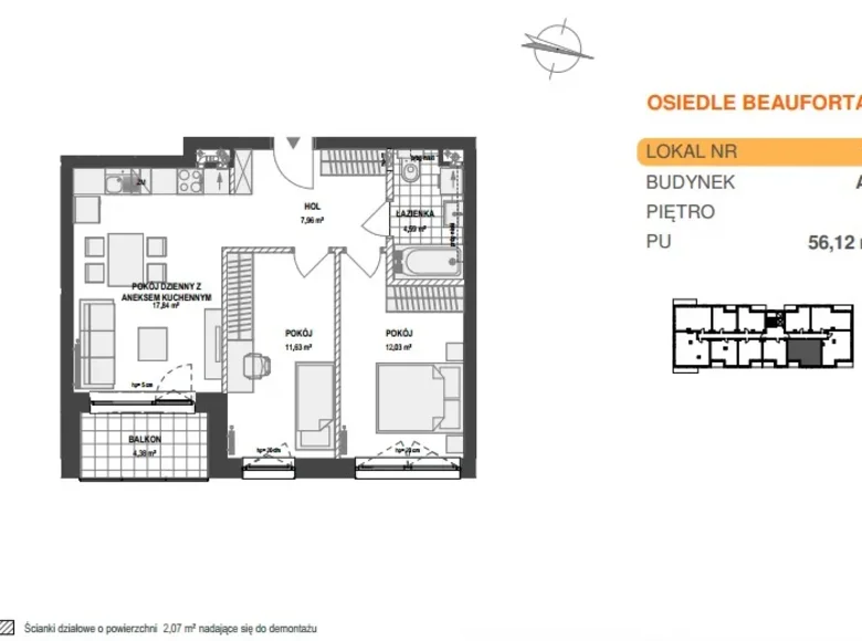 Apartamento 3 habitaciones 56 m² Pogorze, Polonia