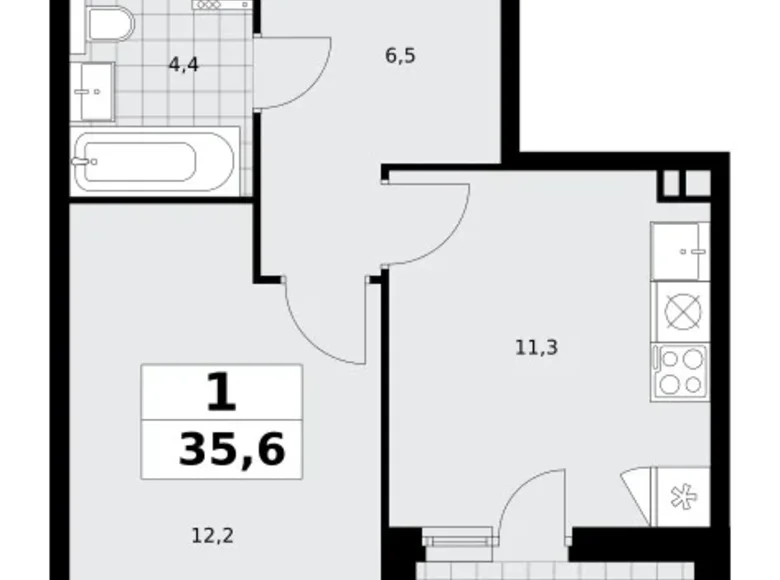 Квартира 1 комната 36 м² поселение Сосенское, Россия