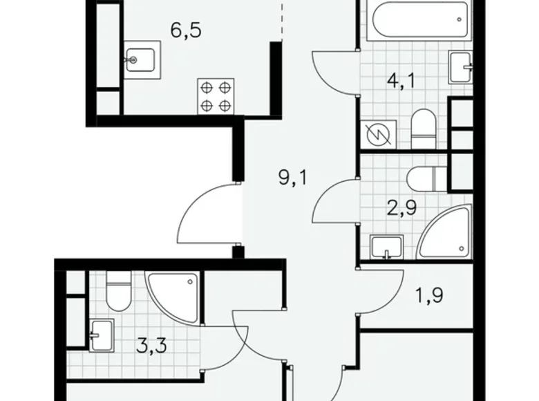 Mieszkanie 4 pokoi 77 m² South-Western Administrative Okrug, Rosja