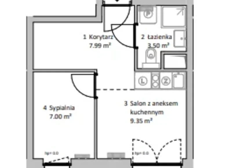 Wohnung 2 Zimmer 28 m² Warschau, Polen