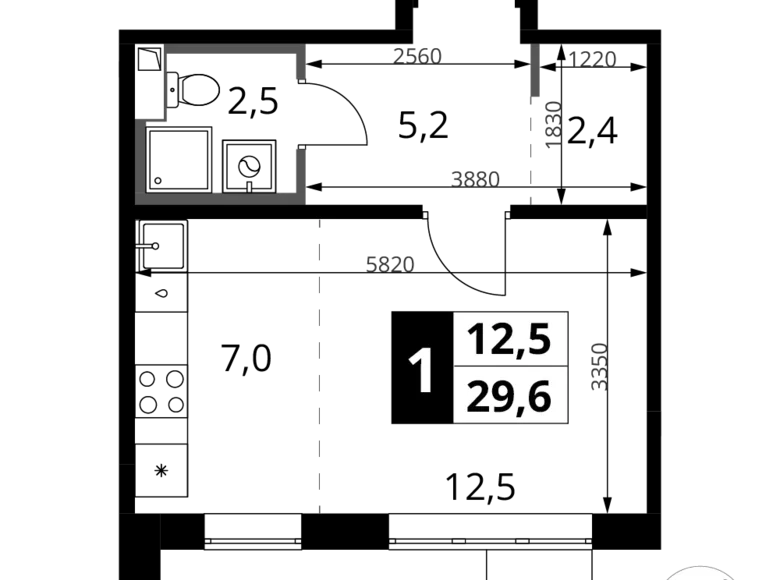 Estudio 1 habitación 30 m² Jimki, Rusia