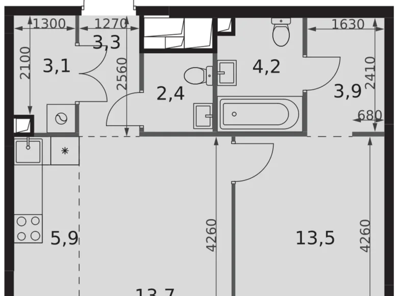 Apartamento 2 habitaciones 50 m² Moscú, Rusia