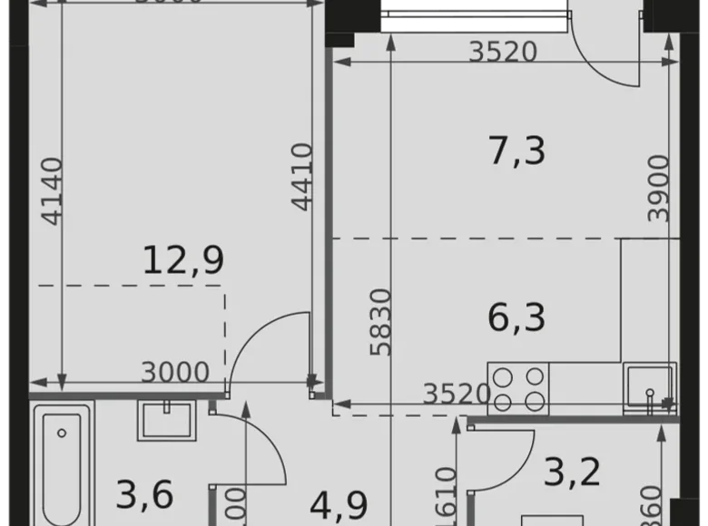 Mieszkanie 1 pokój 40 m² Moskwa, Rosja