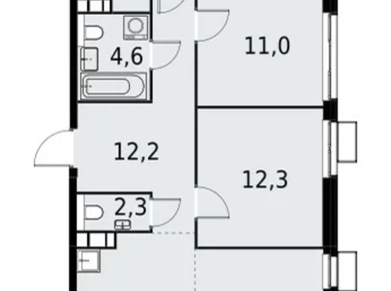 4 room apartment 92 m² South-Western Administrative Okrug, Russia