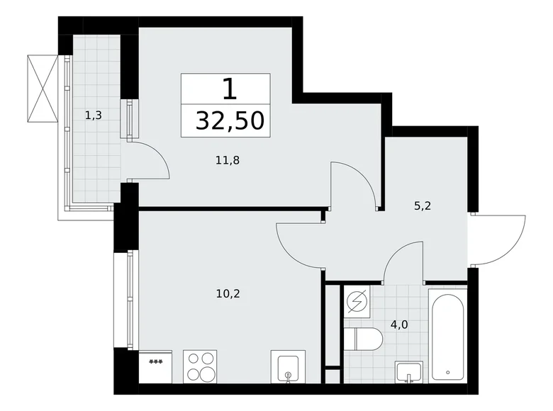 1 room apartment 33 m² Postnikovo, Russia