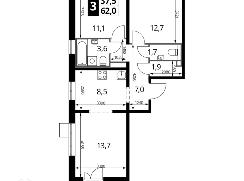 Mieszkanie 3 pokoi 63 m² Nekrasovka District, Rosja