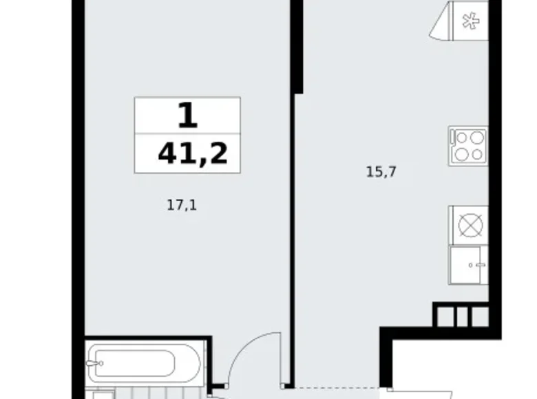 Квартира 1 комната 41 м² поселение Сосенское, Россия