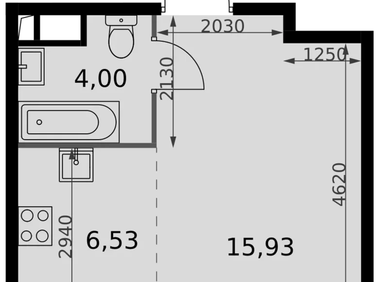 Студия 1 комната 26 м² Москва, Россия