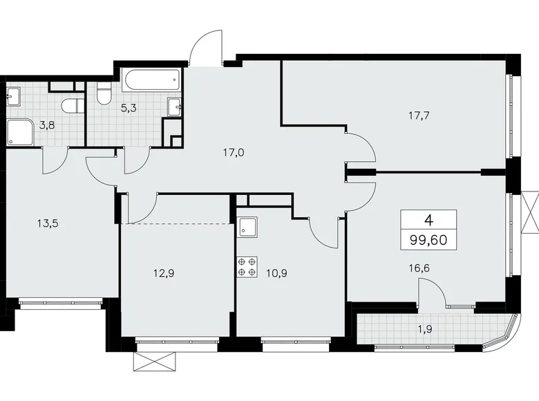 Apartamento 4 habitaciones 100 m² Moscú, Rusia