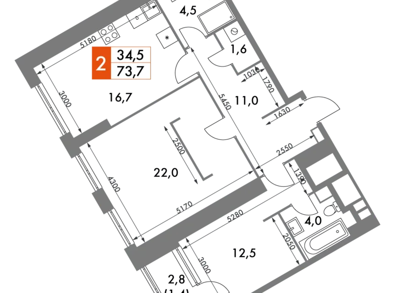 Квартира 3 комнаты 74 м² район Коньково, Россия