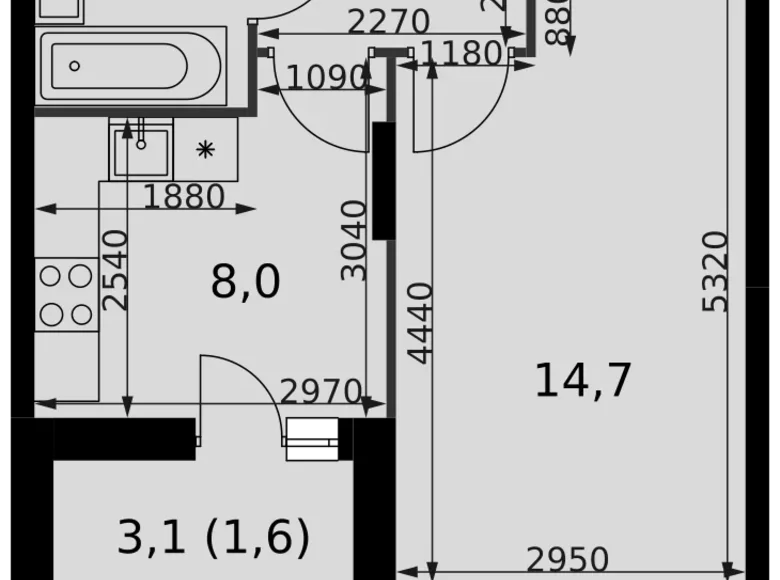 Appartement 1 chambre 35 m² Razvilka, Fédération de Russie