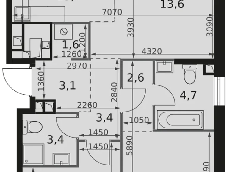 Apartamento 3 habitaciones 68 m² Moscú, Rusia