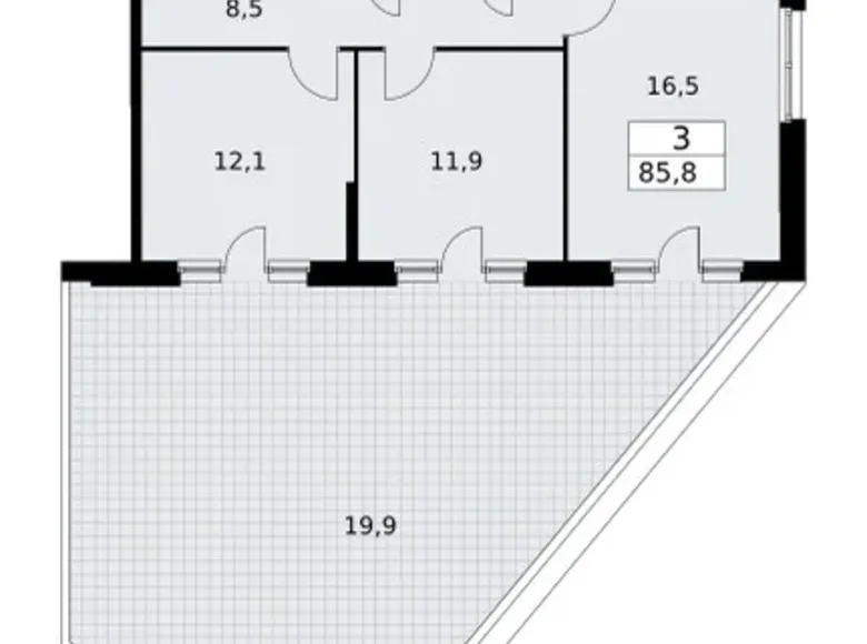 3 room apartment 86 m² Vnukovo, Russia
