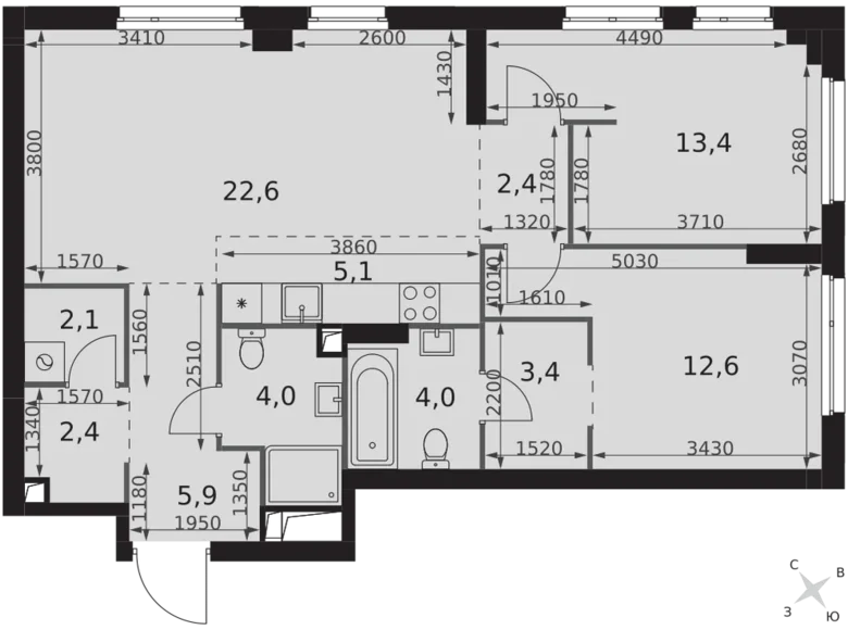 Appartement 3 chambres 78 m² North-Western Administrative Okrug, Fédération de Russie