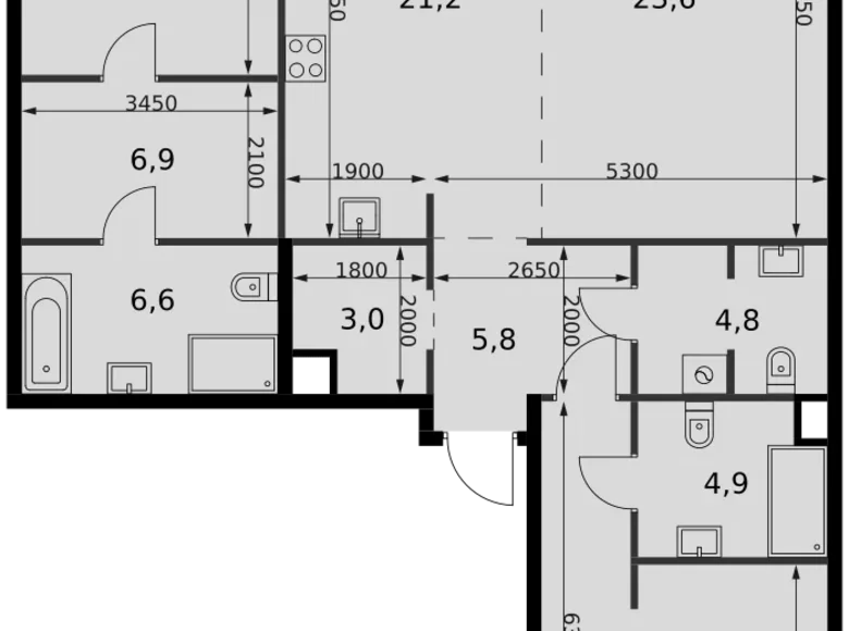 Квартира 3 комнаты 109 м² Северо-Западный административный округ, Россия