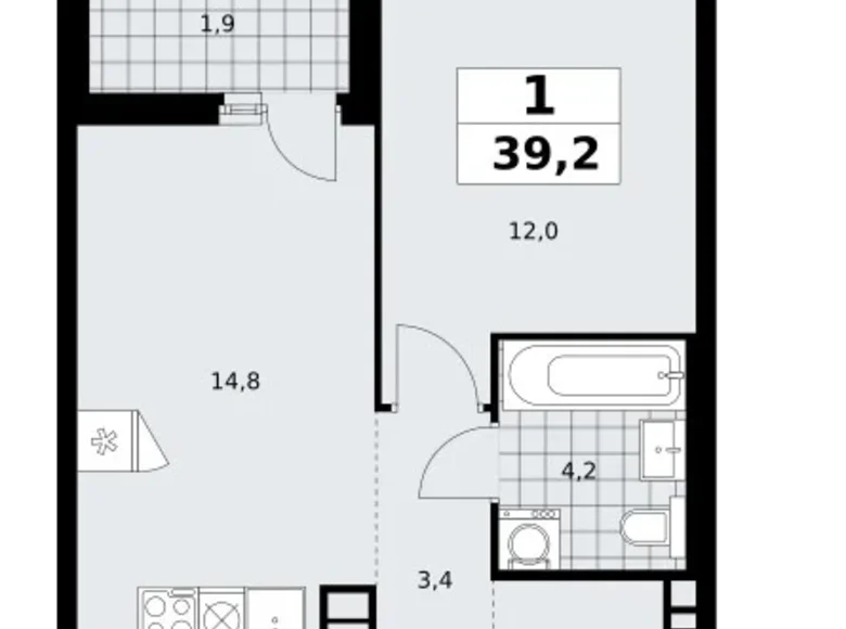 Apartamento 1 habitación 39 m² poselenie Sosenskoe, Rusia