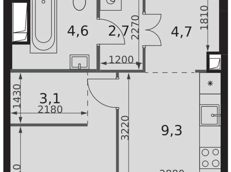 Квартира 1 комната 37 м² Москва, Россия