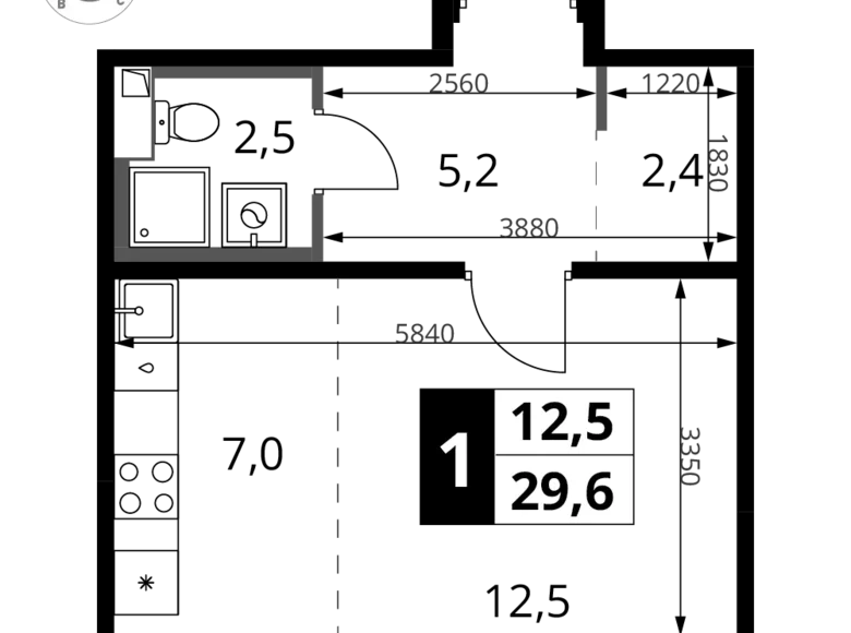 Kawalerka 1 pokój 30 m² Chimki, Rosja