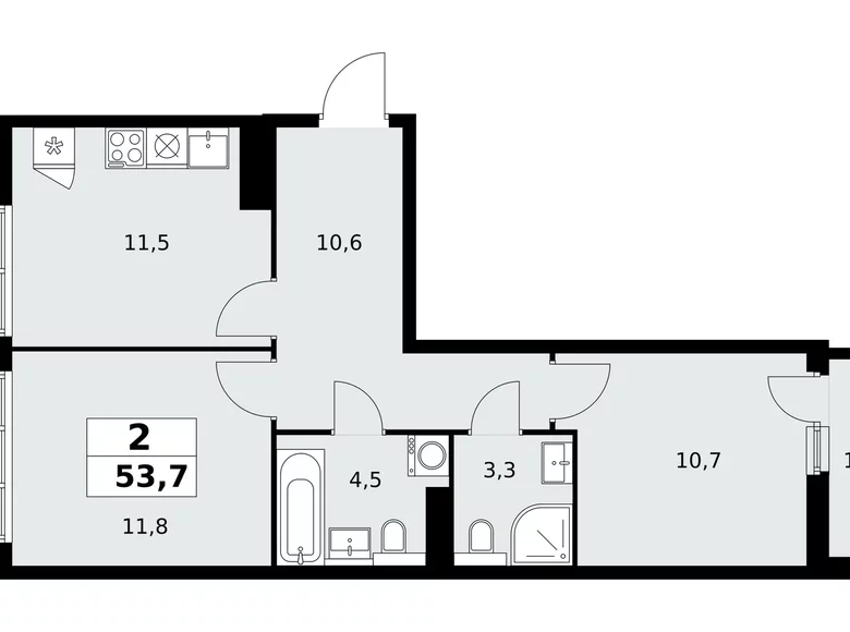Appartement 2 chambres 54 m² poselenie Sosenskoe, Fédération de Russie