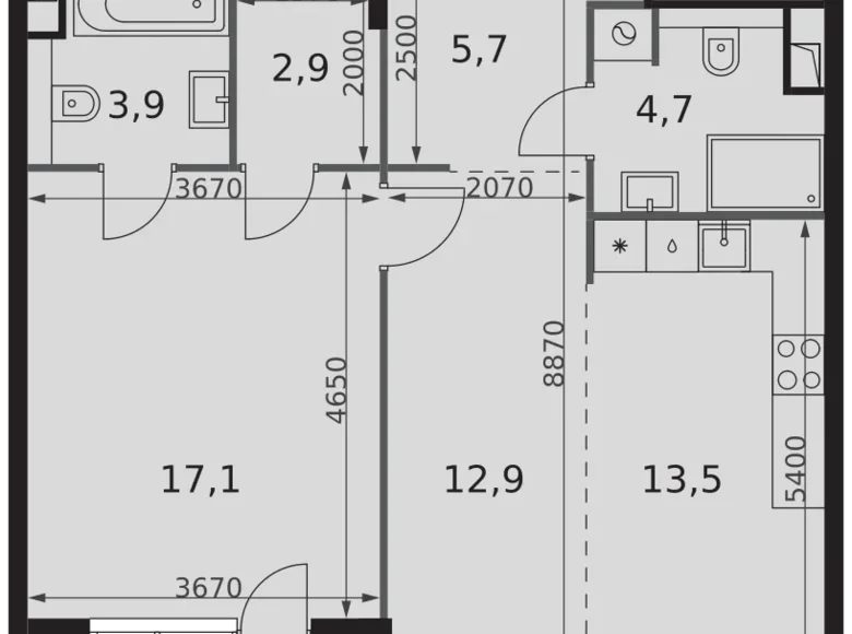 Appartement 2 chambres 63 m² Moscou, Russie