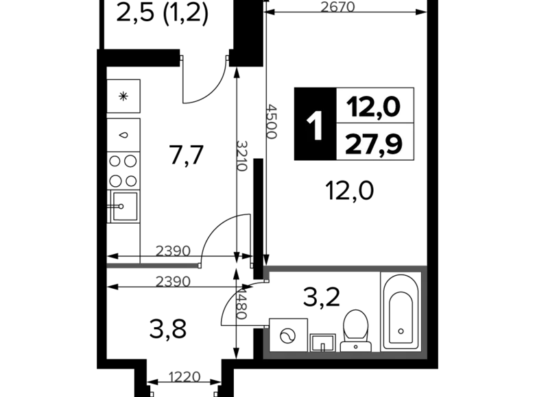 Appartement 1 chambre 28 m² Khimki, Fédération de Russie