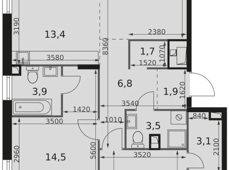 Квартира 3 комнаты 75 м² Москва, Россия