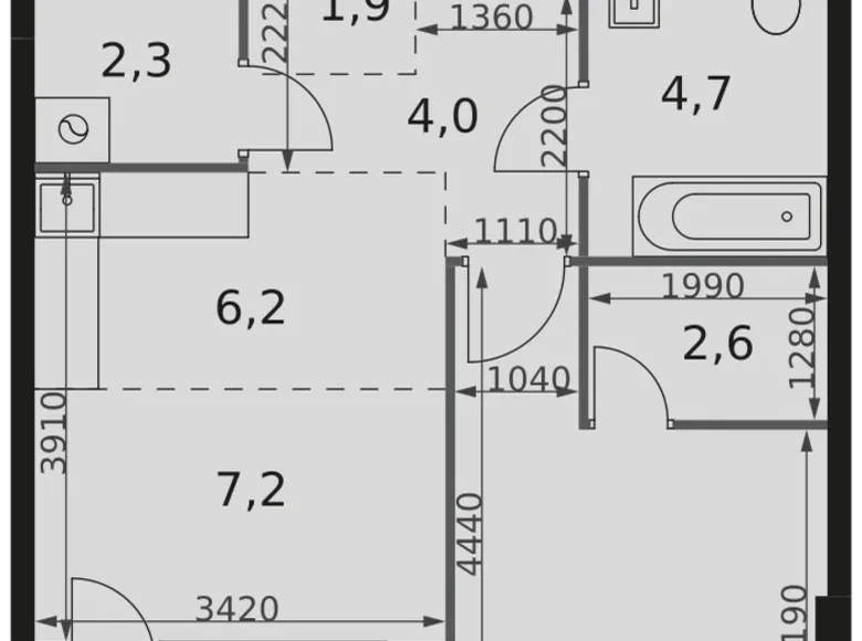 Wohnung 1 zimmer 43 m² Moskau, Russland