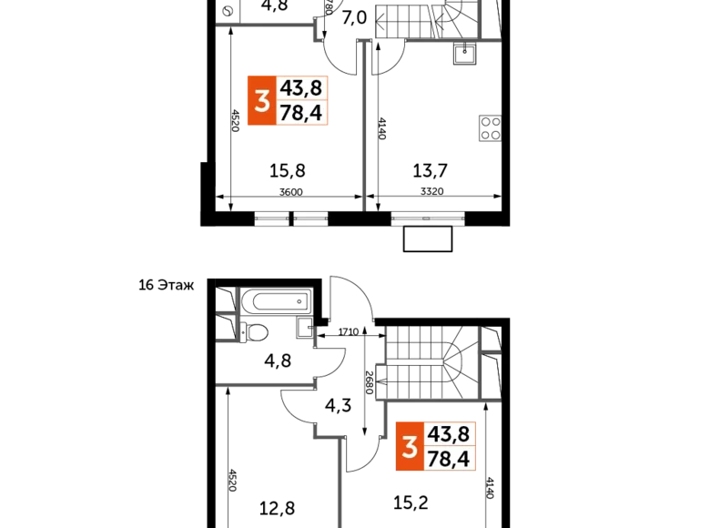 Mieszkanie 3 pokoi 78 m² Razvilka, Rosja