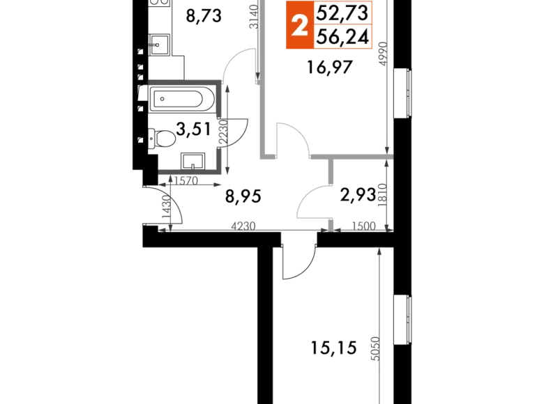 Appartement 2 chambres 55 m² Naro-Fominskiy gorodskoy okrug, Fédération de Russie