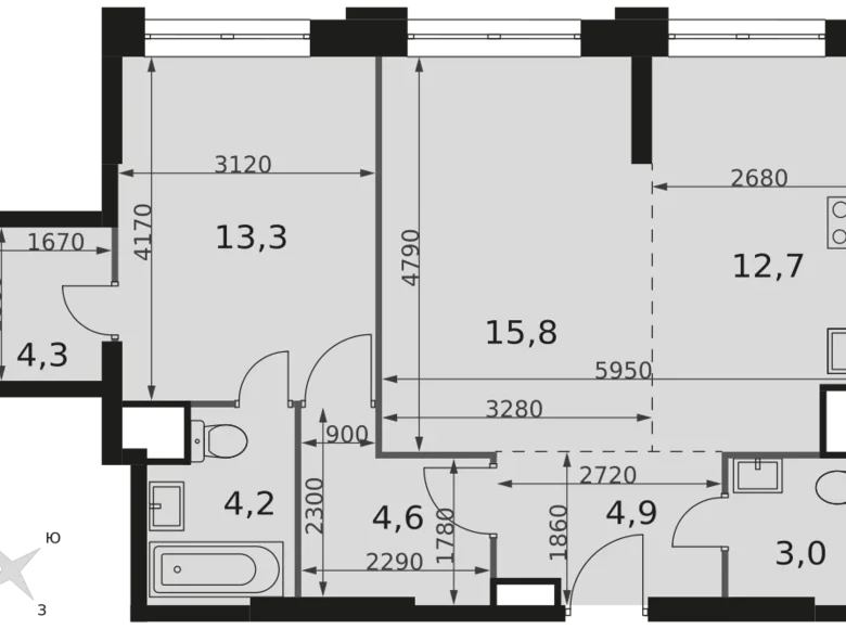 Apartamento 3 habitaciones 63 m² North-Western Administrative Okrug, Rusia