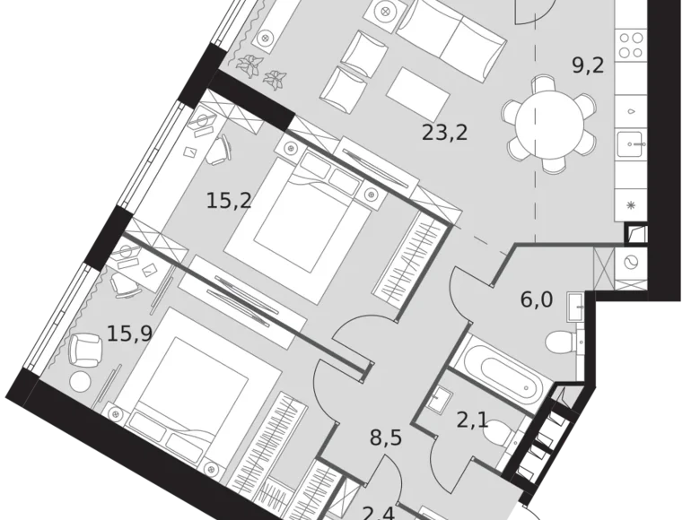 Apartamento 3 habitaciones 84 m² Konkovo District, Rusia