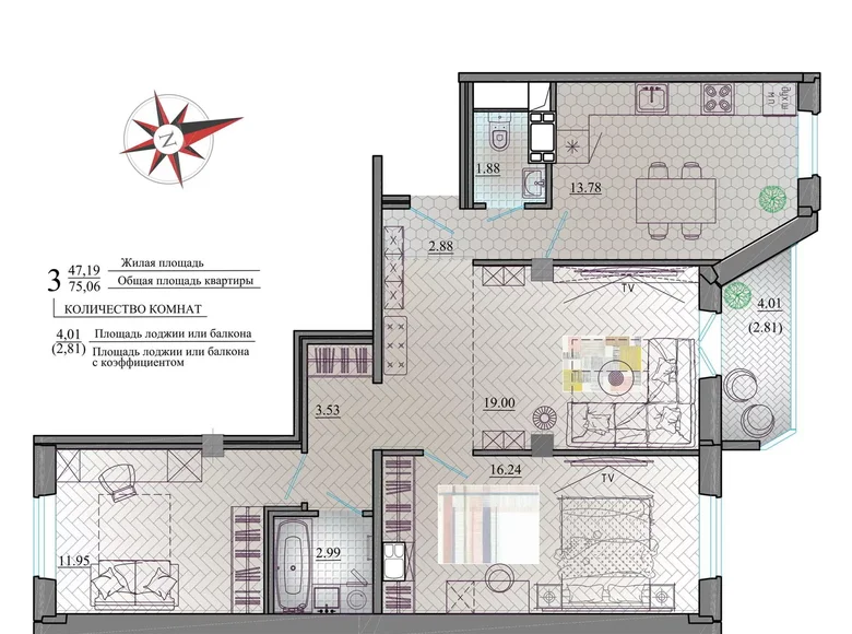 Apartamento 3 habitaciones 75 m² Maguilov, Bielorrusia