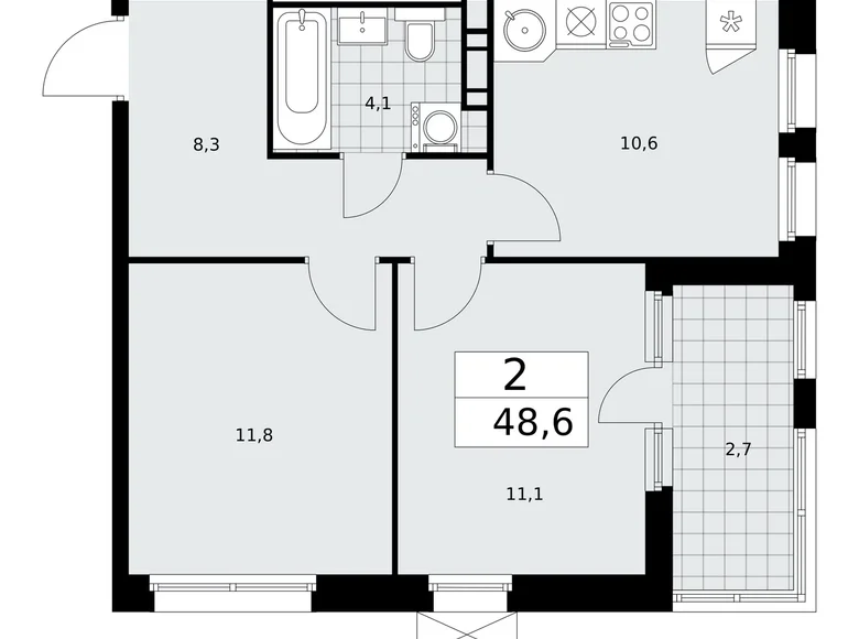 Wohnung 2 Zimmer 49 m² Moskau, Russland