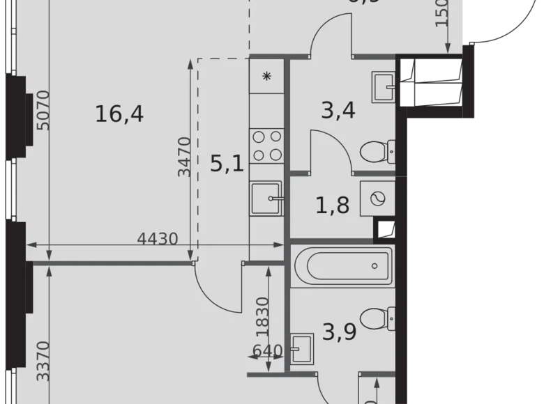 2 room apartment 56 m² Moscow, Russia