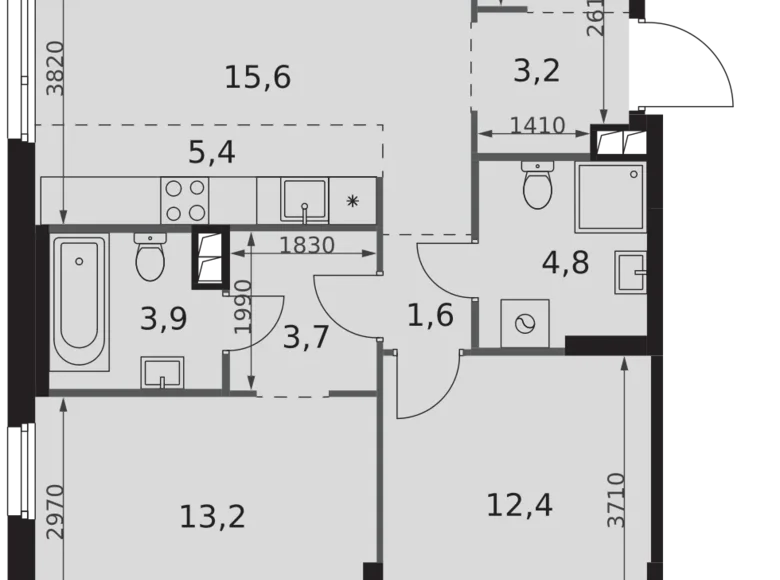 Mieszkanie 3 pokoi 66 m² North-Western Administrative Okrug, Rosja