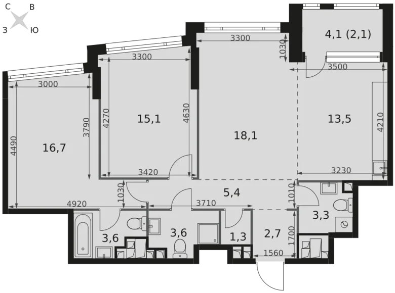 Квартира 3 комнаты 85 м² Москва, Россия