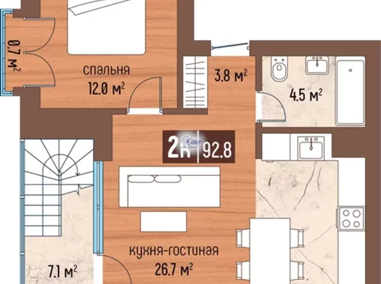 Квартира 2 комнаты 93 м² Светлогорск, Россия