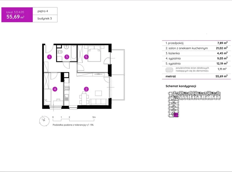 2 bedroom apartment 56 m² Poznan, Poland