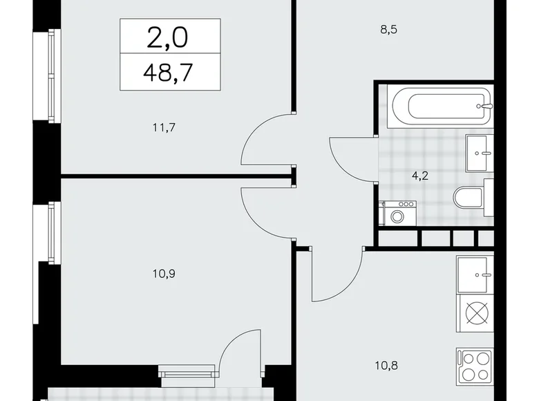 Apartamento 2 habitaciones 49 m² poselenie Sosenskoe, Rusia