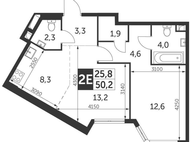 Apartamento 2 habitaciones 50 m² Konkovo District, Rusia