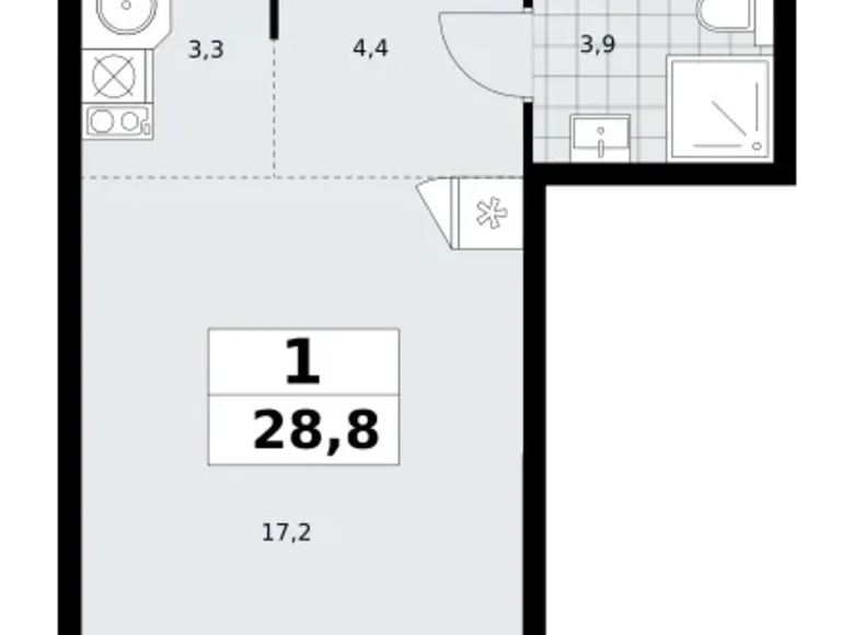 Appartement 1 chambre 29 m² poselenie Sosenskoe, Fédération de Russie