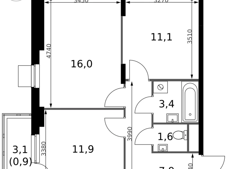Mieszkanie 2 pokoi 53 m² Sapronovo, Rosja