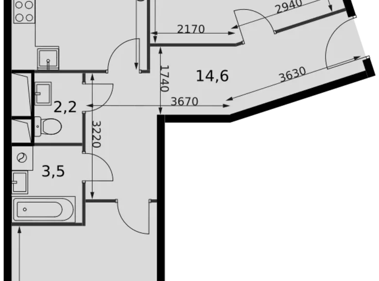 Mieszkanie 2 pokoi 71 m² Razvilka, Rosja