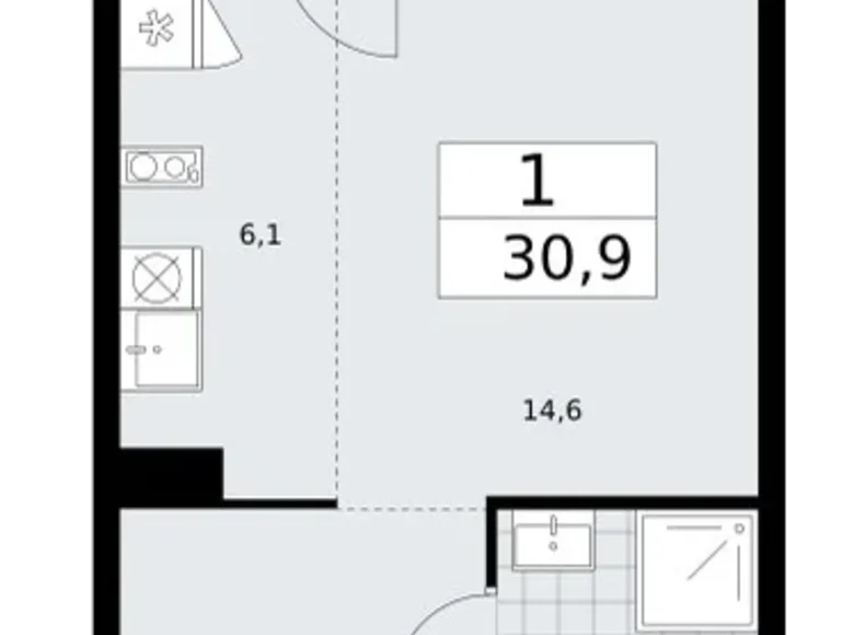 Mieszkanie 1 pokój 31 m² Troick, Rosja