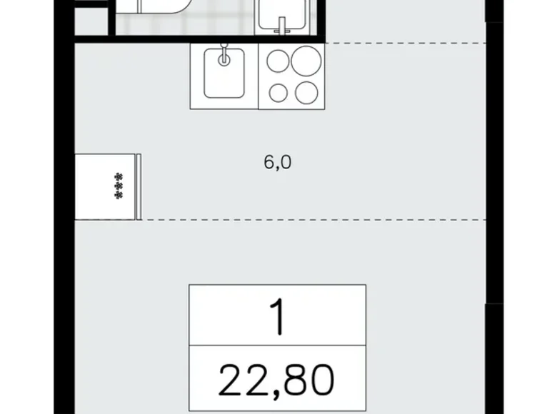 1 room apartment 23 m² Moscow, Russia