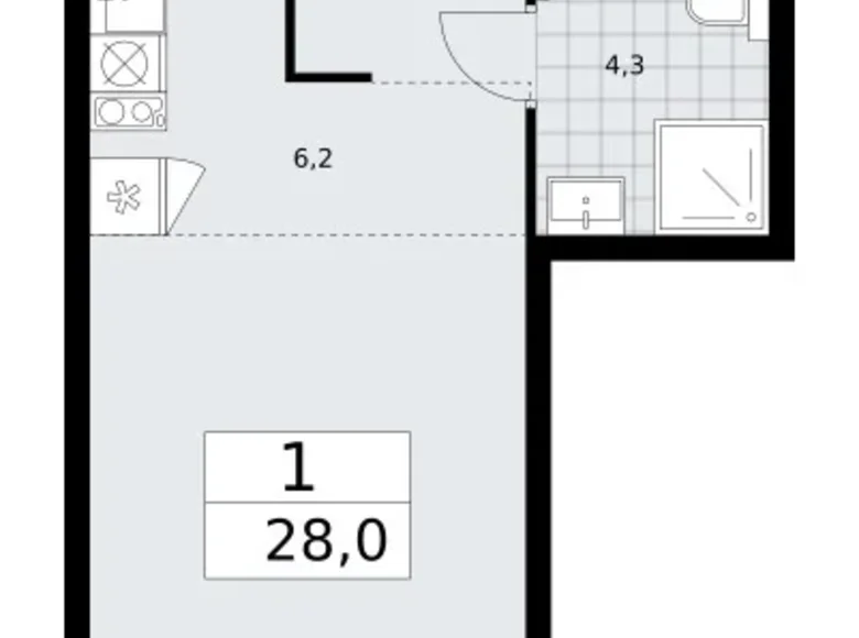 Appartement 1 chambre 28 m² Troïtsk, Russie
