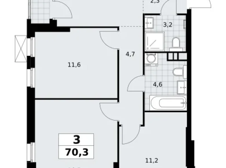 Квартира 3 комнаты 70 м² Юго-Западный административный округ, Россия